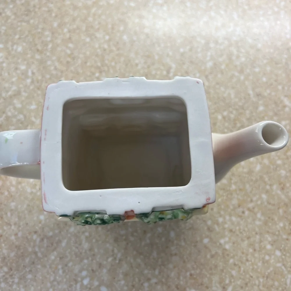 Vintage CAFE stone front Building House Ceramic Tea Pot